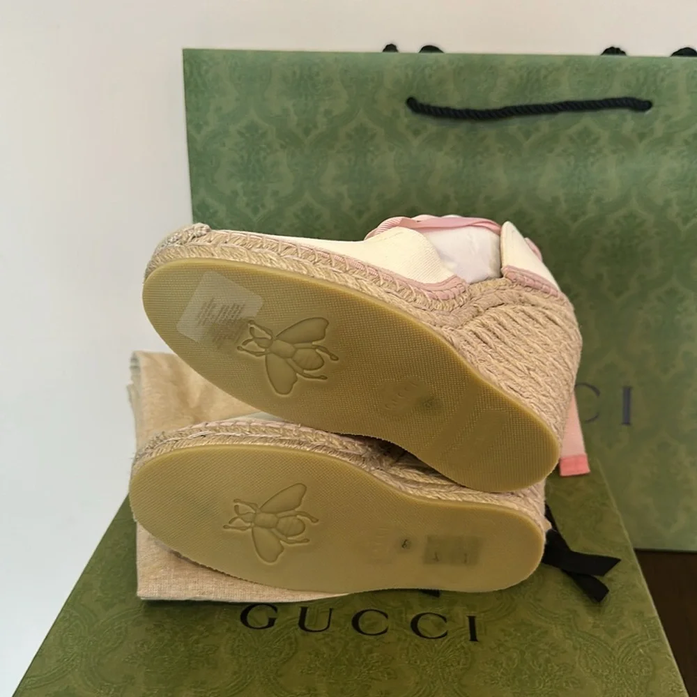 Gucci GG Logo Canvas Wedge Espadrilles